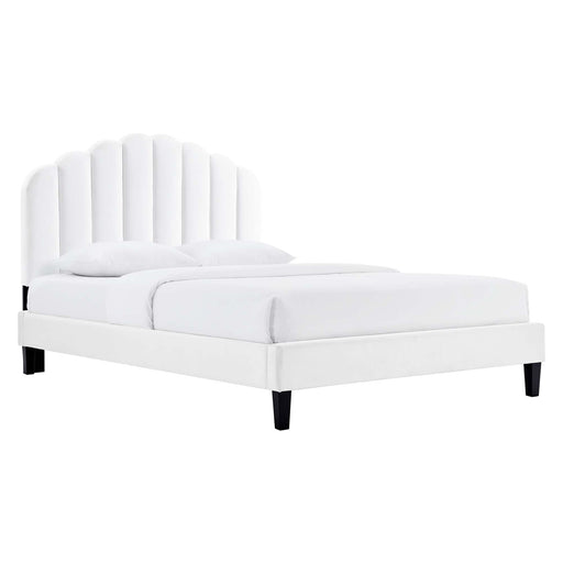 Modway Daisy Performance Velvet Platform Bed With Black Wood Legs Bedroom Furniture - View 73