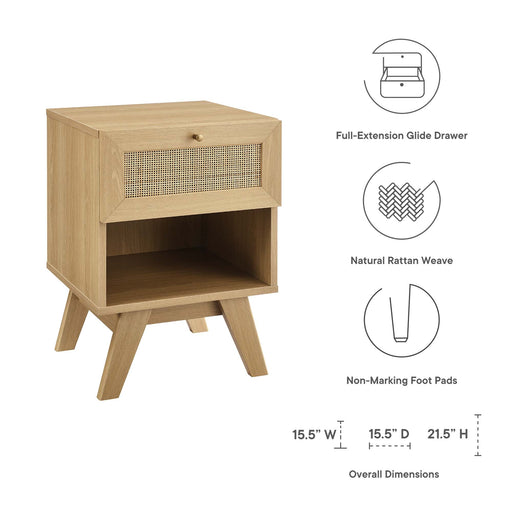 Modway Soma 1-Drawer Nightstand Bedroom Furniture in Brown - Side View