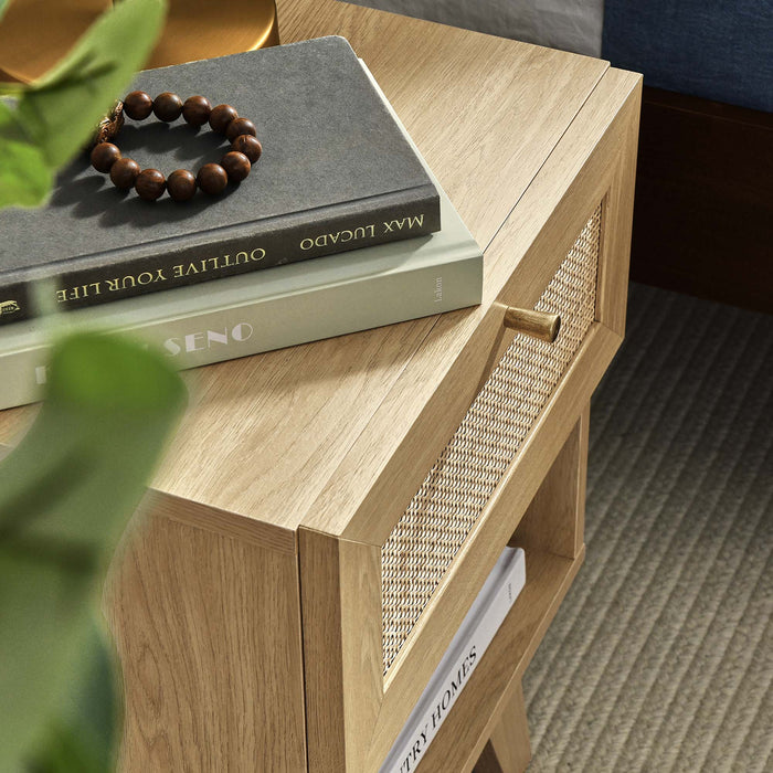 Modway Soma 1-Drawer Nightstand Bedroom Furniture in Brown - Detail View