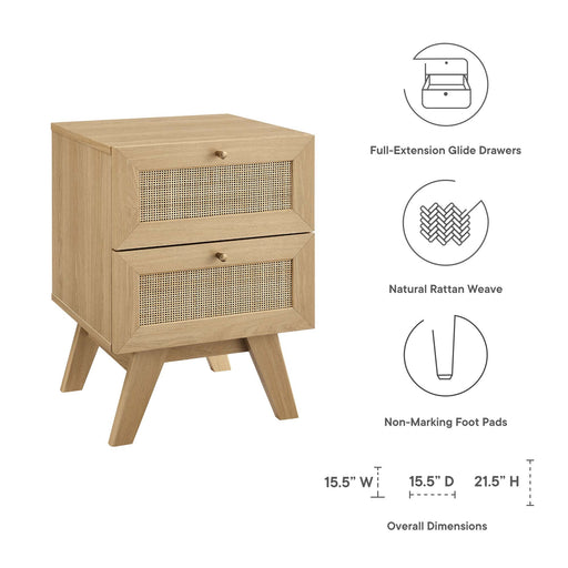 Modway Soma 2-Drawer Nightstand Bedroom Furniture in Brown - Side View