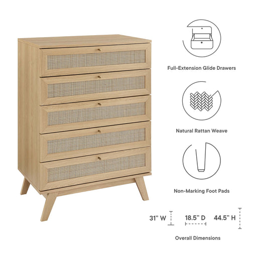 Modway Soma 5-Drawer Chest Living Room Furniture in Brown - Side View