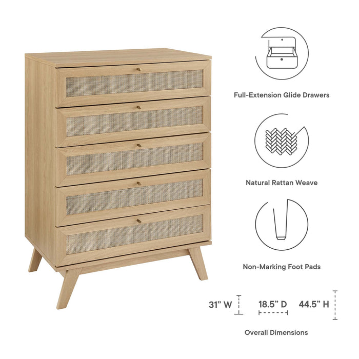 Modway Soma 5-Drawer Chest Living Room Furniture in Brown - Side View