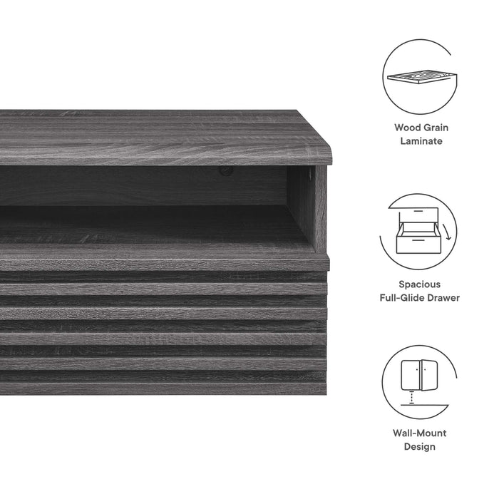 Modway Render Wall-Mount Nightstand Bedroom Furniture in Brown - Side View
