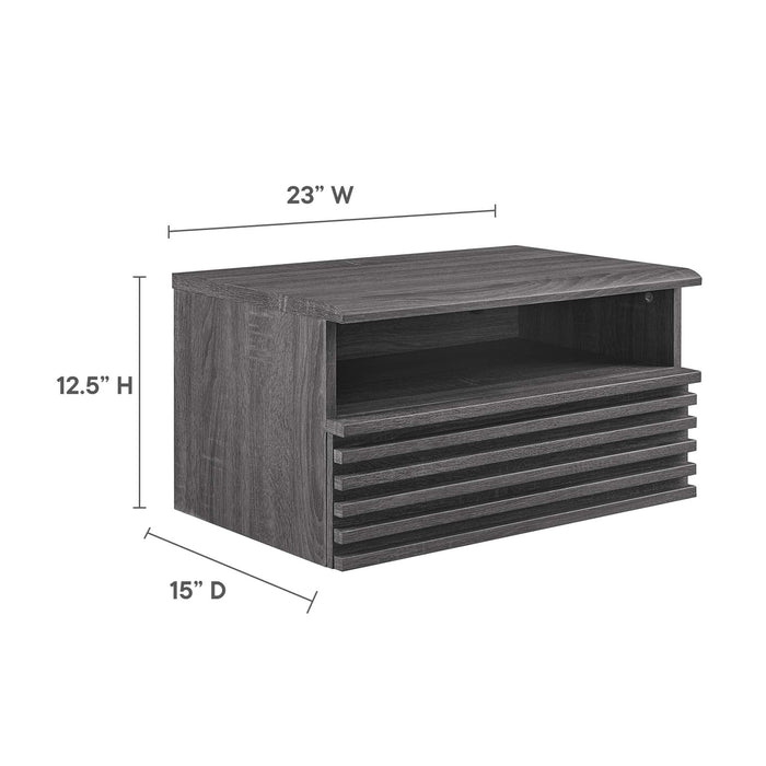 Modway Render Wall-Mount Nightstand Bedroom Furniture in Brown - Detail View