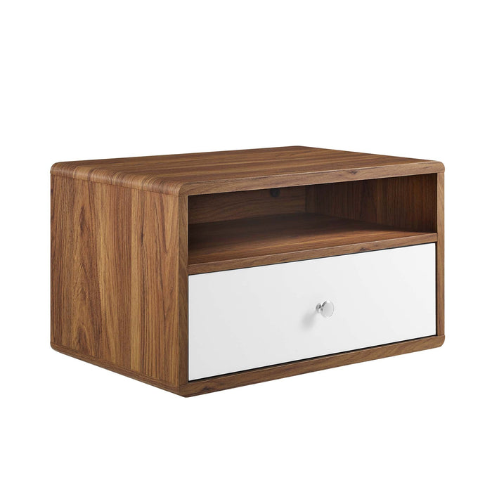 Modway Transmit Wall Mount Nightstand Bedroom Furniture in White