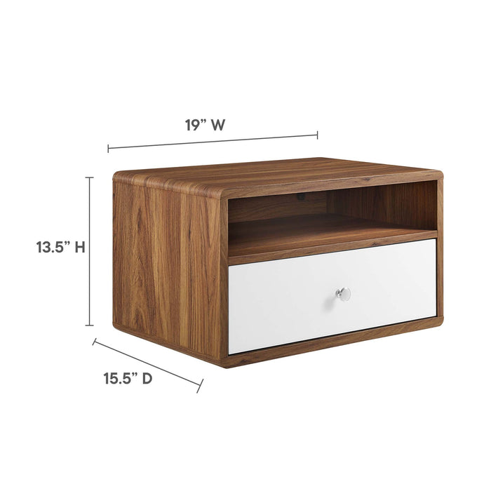 Modway Transmit Wall Mount Nightstand Bedroom Furniture in White - Detail View