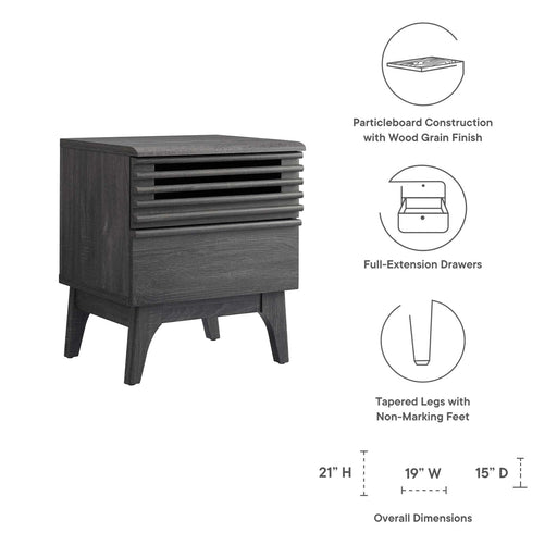 Modway Render Nightstand Bedroom Furniture in Black - Side View