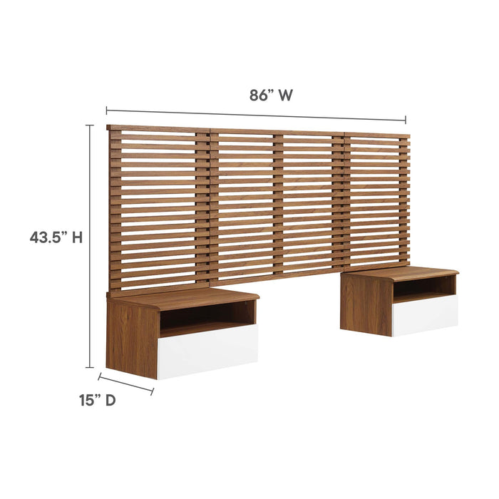Modway Render Wall Mount Headboard and Modern Nightstands Bedroom Furniture - View 9