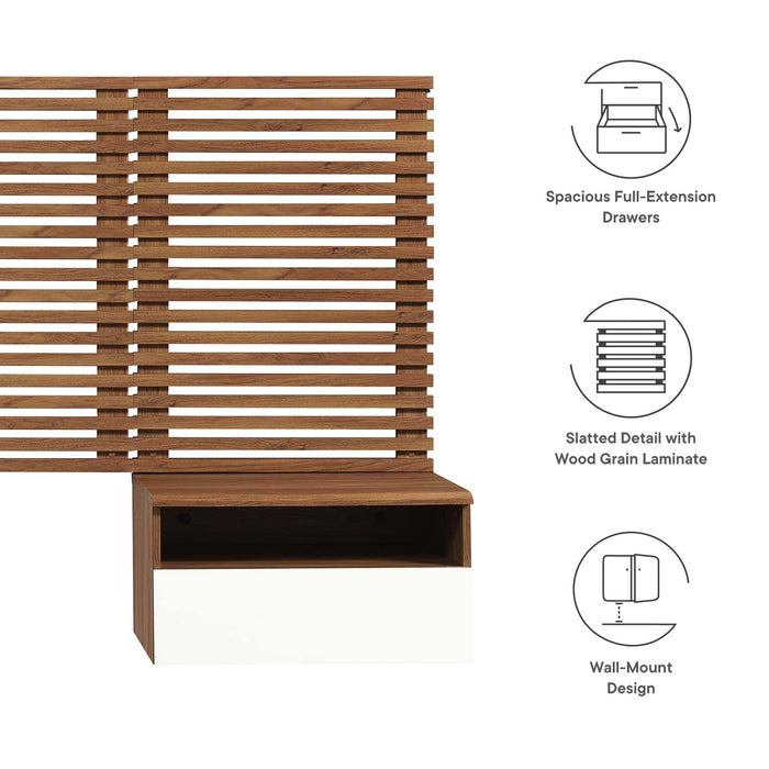 Modway Render Wall Mount Headboard and Modern Nightstands Bedroom Furniture - Installation View