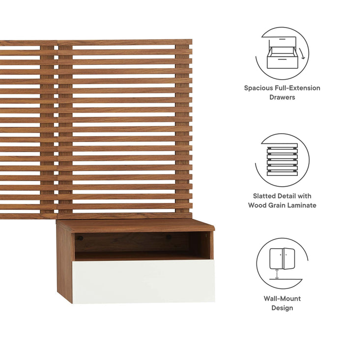 Modway Render Wall Mount Headboard and Modern Nightstands Bedroom Furniture - View 14