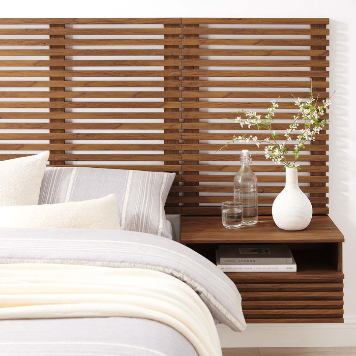 Render Wall Mount Headboard and Modern Nightstands Walnut / Twin