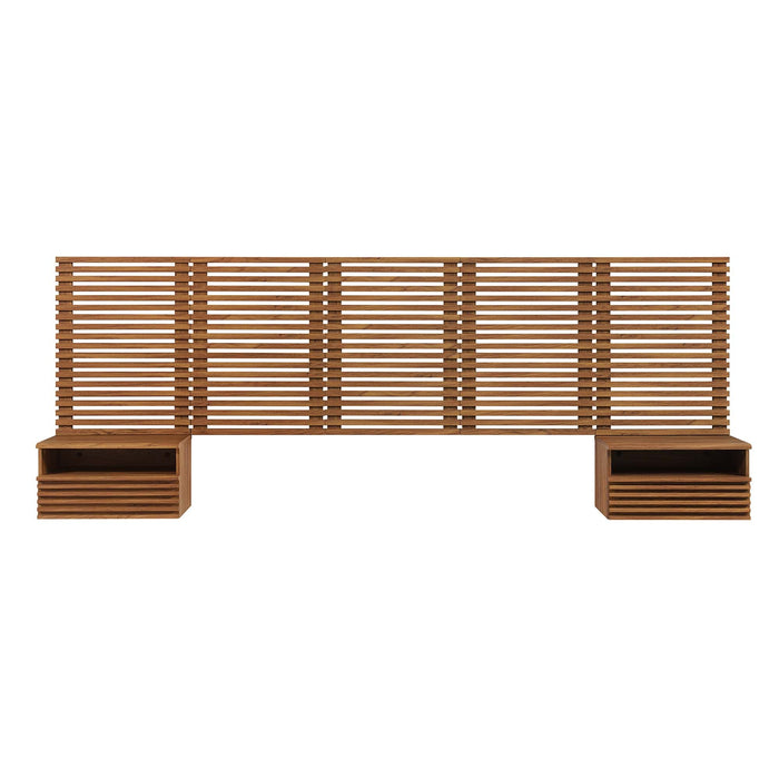 Render Wall Mount Headboard and Modern Nightstands Walnut / Queen