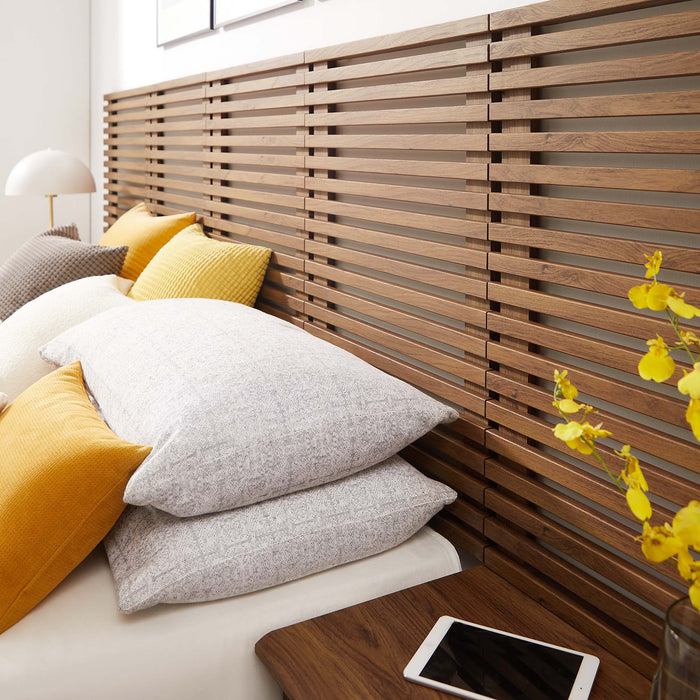 Render Wall Mount Headboard and Modern Nightstands Walnut / Queen