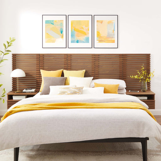 Render Wall Mount Headboard and Modern Nightstands Walnut / Queen