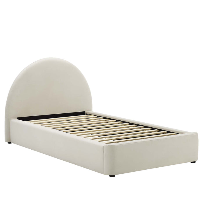 Resort Performance Velvet Arched Round Platform Bed