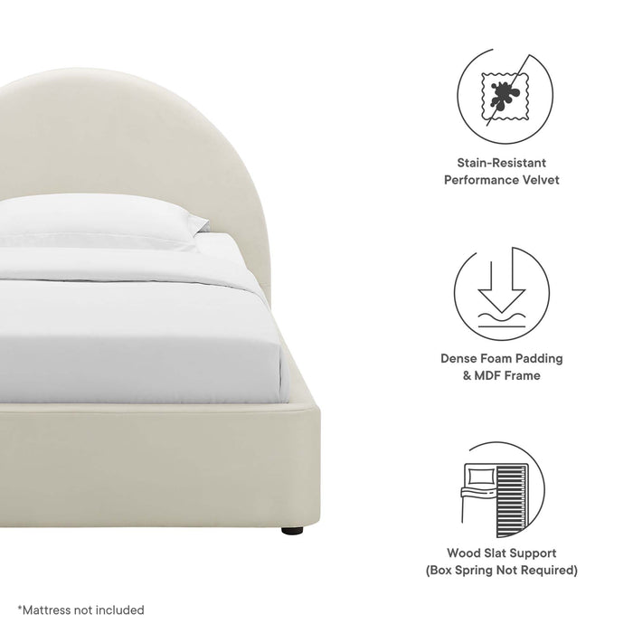 Resort Performance Velvet Arched Round Platform Bed