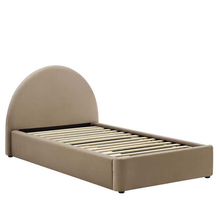 Resort Performance Velvet Arched Round Platform Bed