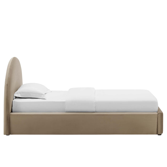 Resort Performance Velvet Arched Round Platform Bed