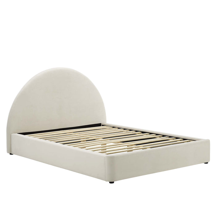Resort Performance Velvet Arched Round Platform Bed