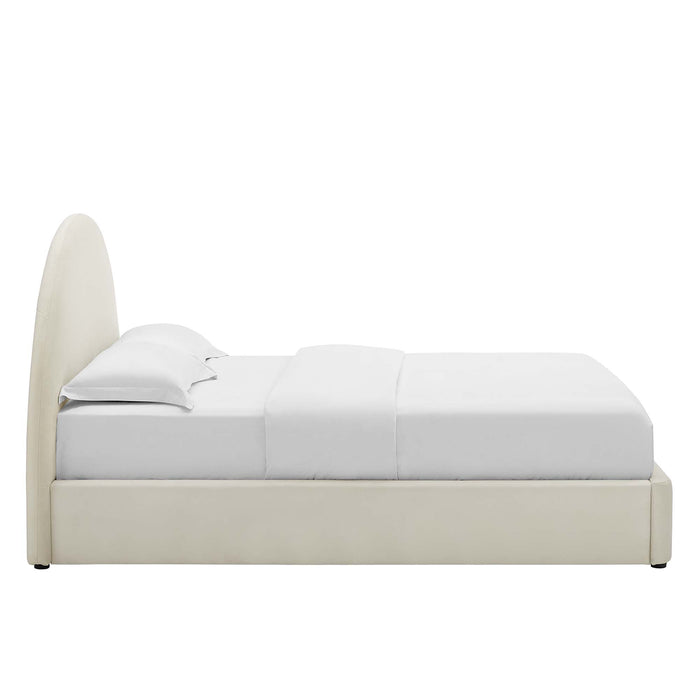 Resort Performance Velvet Arched Round Platform Bed