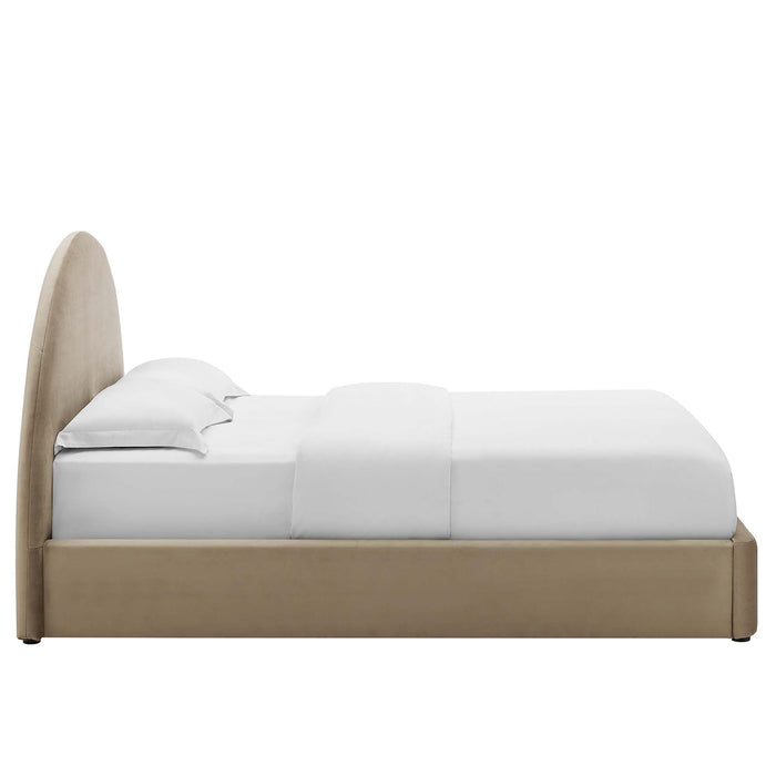 Resort Performance Velvet Arched Round Platform Bed