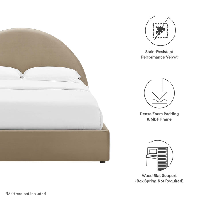 Resort Performance Velvet Arched Round Platform Bed