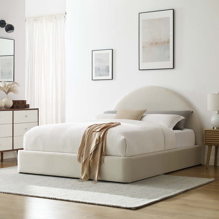 Resort Performance Velvet Arched Round Platform Bed