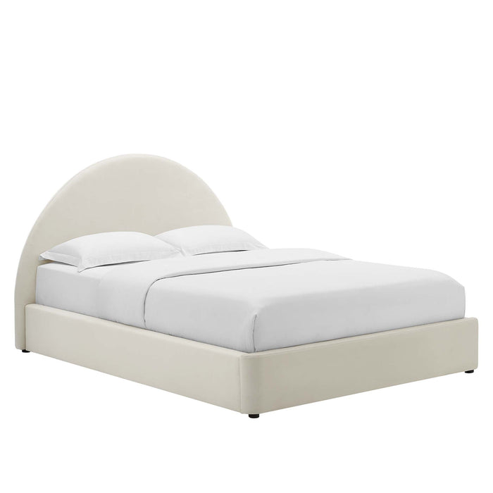 Resort Performance Velvet Arched Round Platform Bed