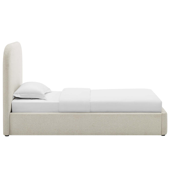 Keynote Upholstered Fabric Curved Platform Bed