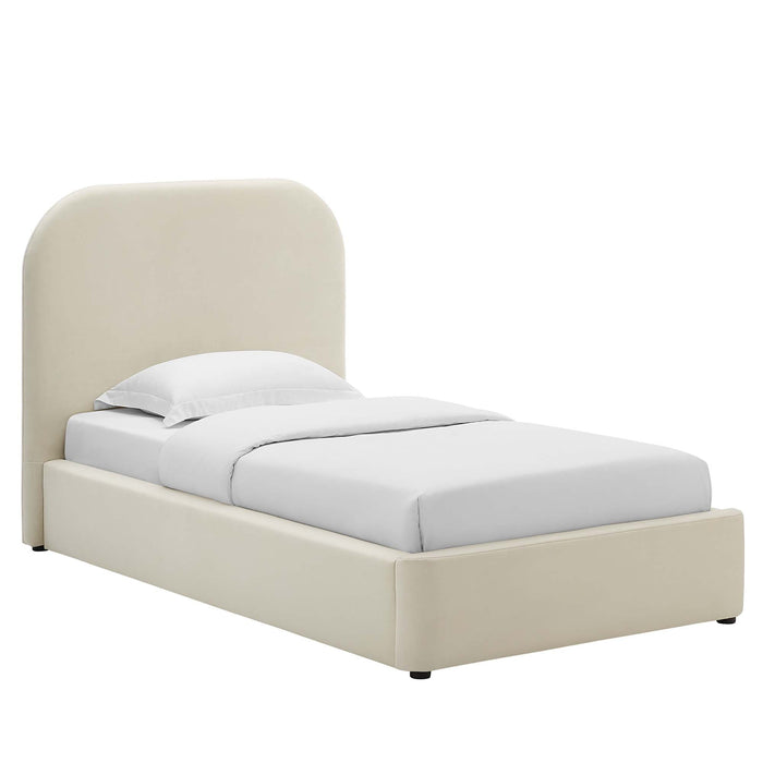 Keynote Performance Velvet Curved Platform Bed
