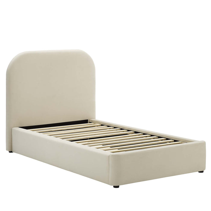 Keynote Performance Velvet Curved Platform Bed