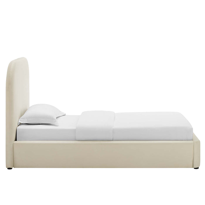 Keynote Performance Velvet Curved Platform Bed