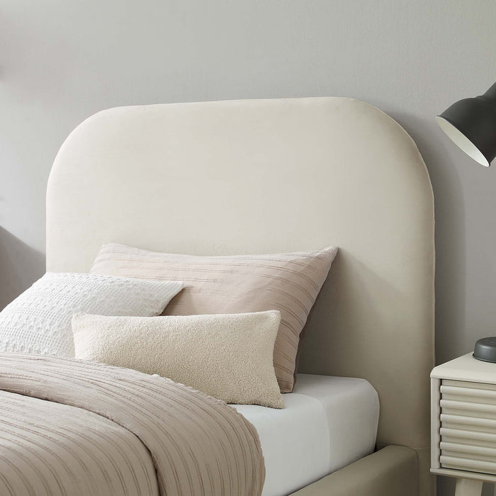 Keynote Performance Velvet Curved Platform Bed