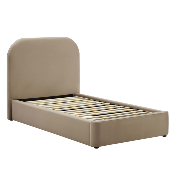 Keynote Performance Velvet Curved Platform Bed