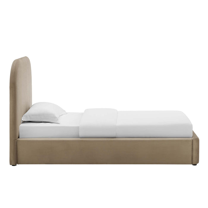 Keynote Performance Velvet Curved Platform Bed