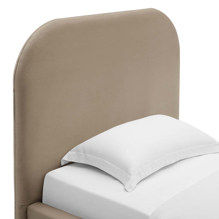 Keynote Performance Velvet Curved Platform Bed