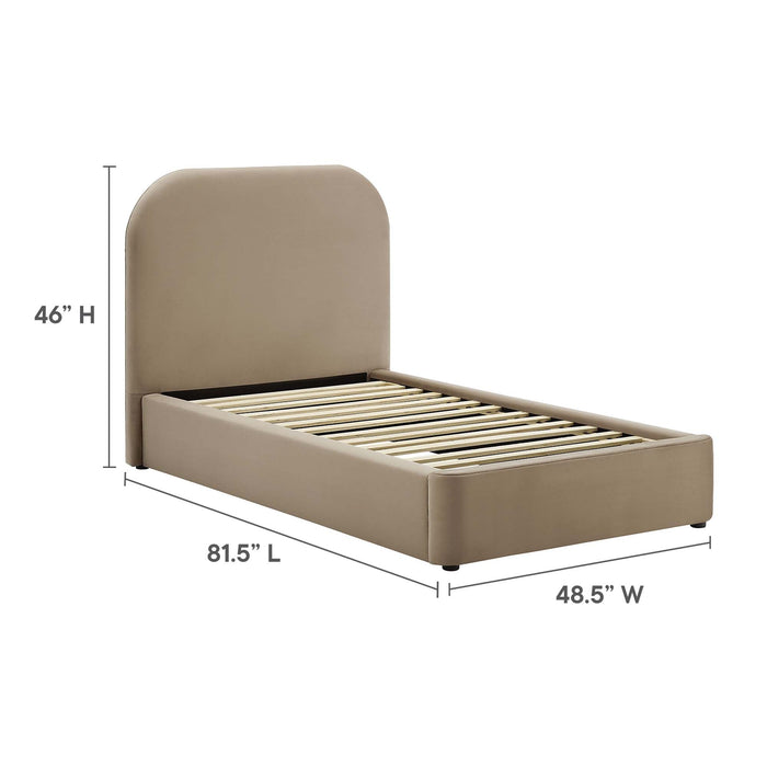 Keynote Performance Velvet Curved Platform Bed