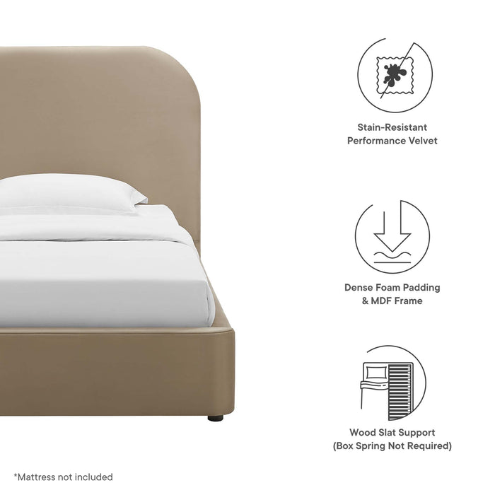 Keynote Performance Velvet Curved Platform Bed