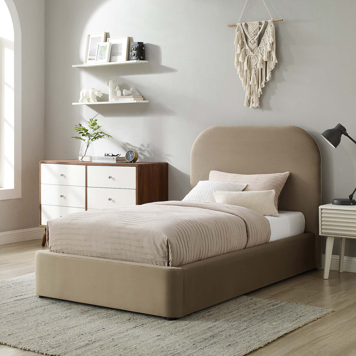 Keynote Performance Velvet Curved Platform Bed