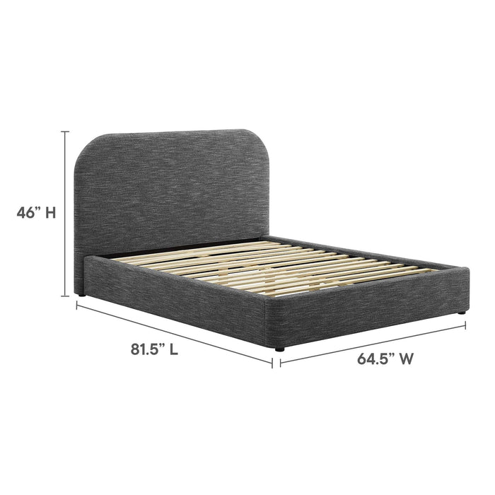 Keynote Upholstered Fabric Curved Platform Bed