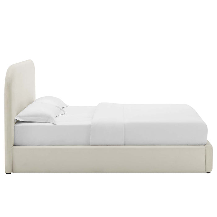 Keynote Performance Velvet Curved Platform Bed
