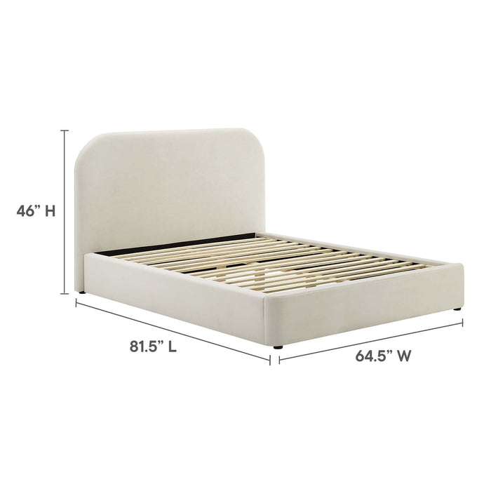 Keynote Performance Velvet Curved Platform Bed