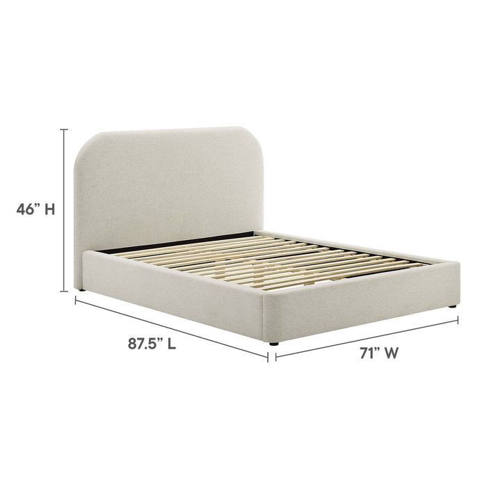 Keynote Upholstered Fabric Curved Platform Bed