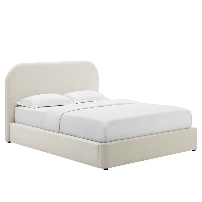 Keynote Performance Velvet Curved Platform Bed