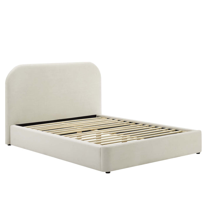 Keynote Performance Velvet Curved Platform Bed