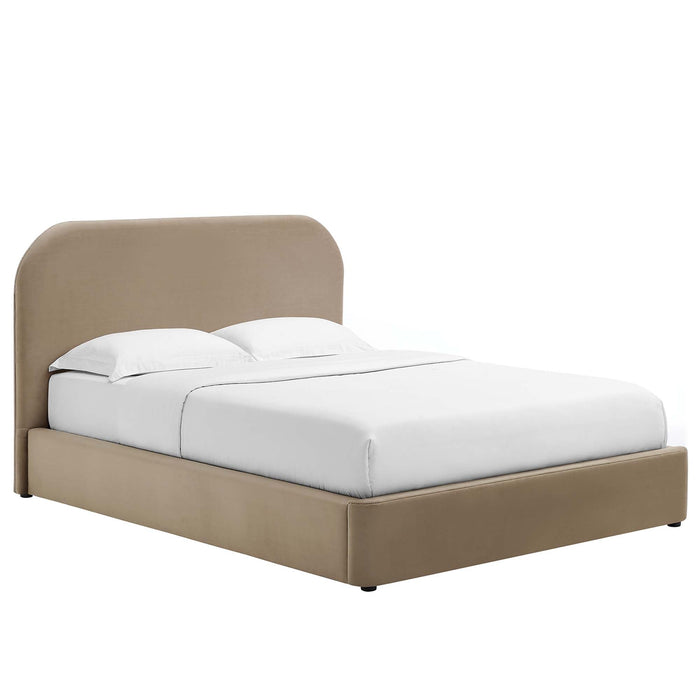 Keynote Performance Velvet Curved Platform Bed