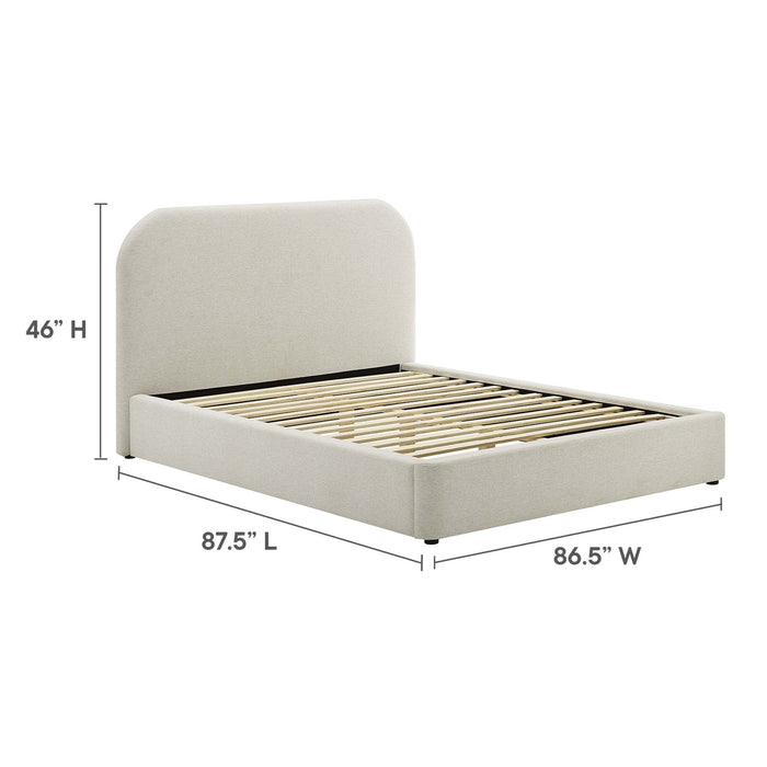 Keynote Upholstered Fabric Curved Platform Bed