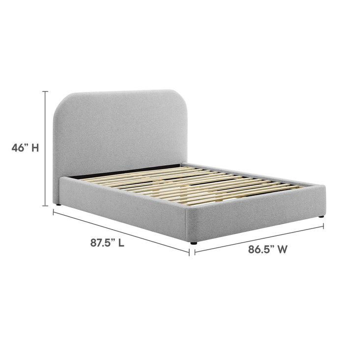 Keynote Upholstered Fabric Curved Platform Bed