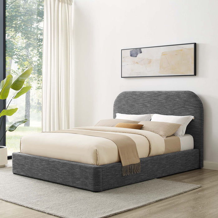 Keynote Upholstered Fabric Curved Platform Bed
