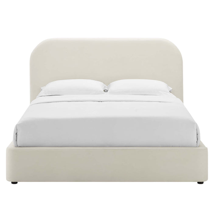 Keynote Performance Velvet Curved Platform Bed